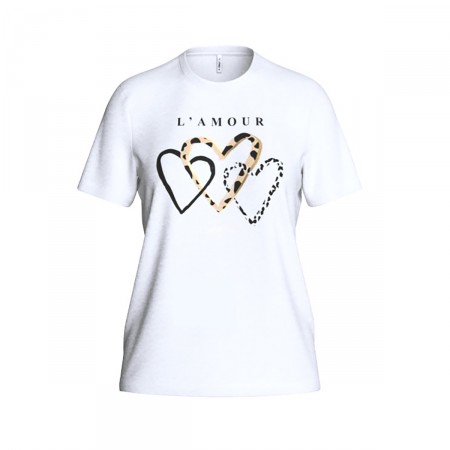 ONLY Textil Camiseta fluida con dibujo frontal de manga corta 15316308-ONLFREE-BRIGHT WHITE