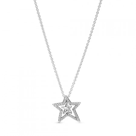 PANDORA Joyería Collar en plata de ley Estrella Asimétrica en Pavé 390020C01