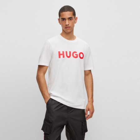 HUGO Textil Camiseta regular fit en punto de algodón Blanca 50467556-100