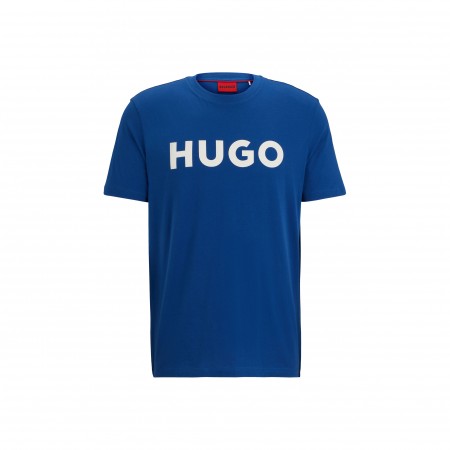HUGO Textil Camiseta regular fit en punto de algodón Azul medio 50467556-420