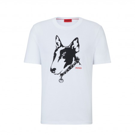 HUGO Textil Camiseta con ilustración Blanca 50504916-100