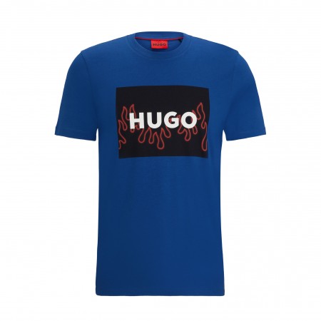 HUGO Textil Camiseta regular fit Azul medio 50506989-420