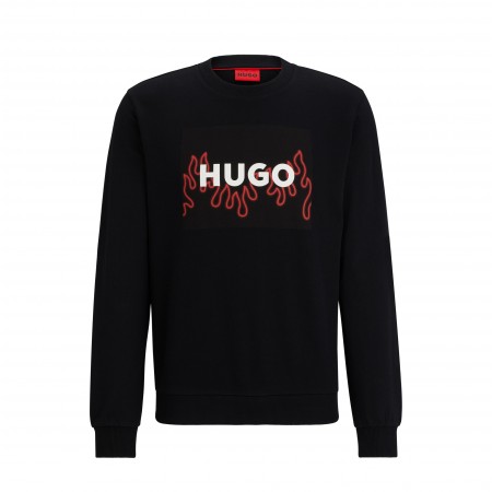 HUGO Textil Sudadera regular fit de felpa Negra 50506990-001