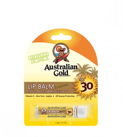 Australian Gold. AUSTRALIAN GOLD Lip Balm Sunscreen SPF 30 High