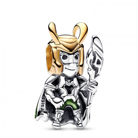 PANDORA Joyería Charm en plata de ley y con un recubrimiento en oro de Loki de Marvel 762764C01