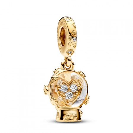 PANDORA Joyería Nieve​Charm Colgante con un recubrimiento en oro de 14k Globo Corazón Copo de 762825C01