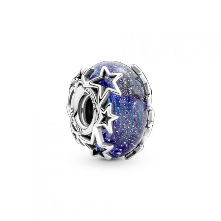 PANDORA Joyería Charm de cristal de Murano en plata de ley Galaxia & Estrella 790015C00