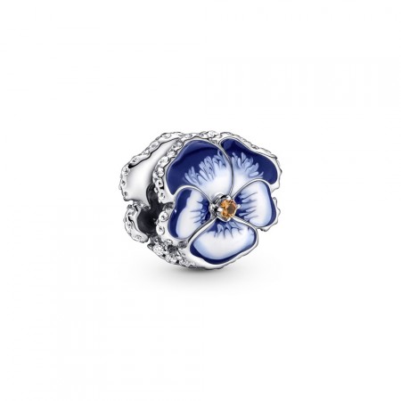 PANDORA Joyería Charm en plata de ley Flor Pensamiento Azul 790777C02