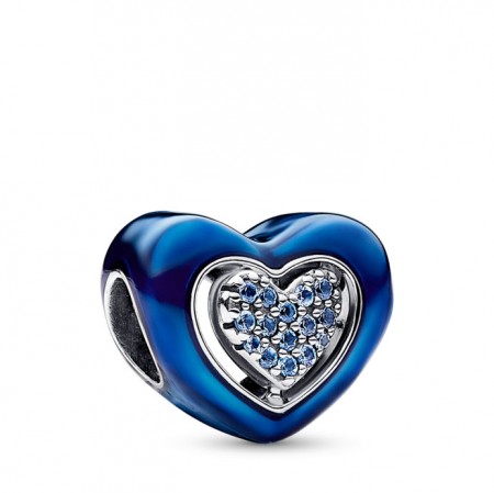 PANDORA Joyería Charm en plata de ley Corazón Giratorio Azul 792750C01