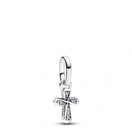 PANDORA Joyería Charm Mini Colgante en plata de ley Cruz Brillante 793044C01