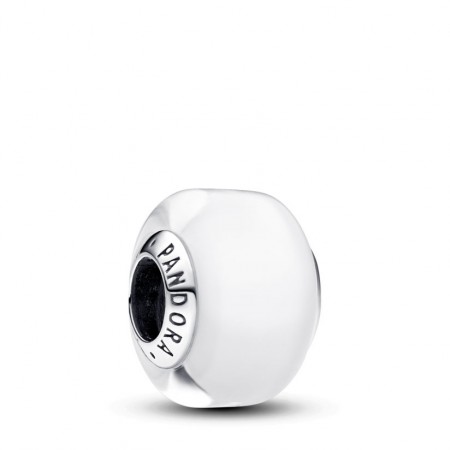 PANDORA Joyería Charm Mini Cristal de Murano Blanco en plata de ley 793118C00