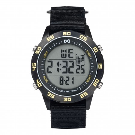MARK MADDOX Relojes digital de acero IP negro y correa de nylon negra HC1005-56